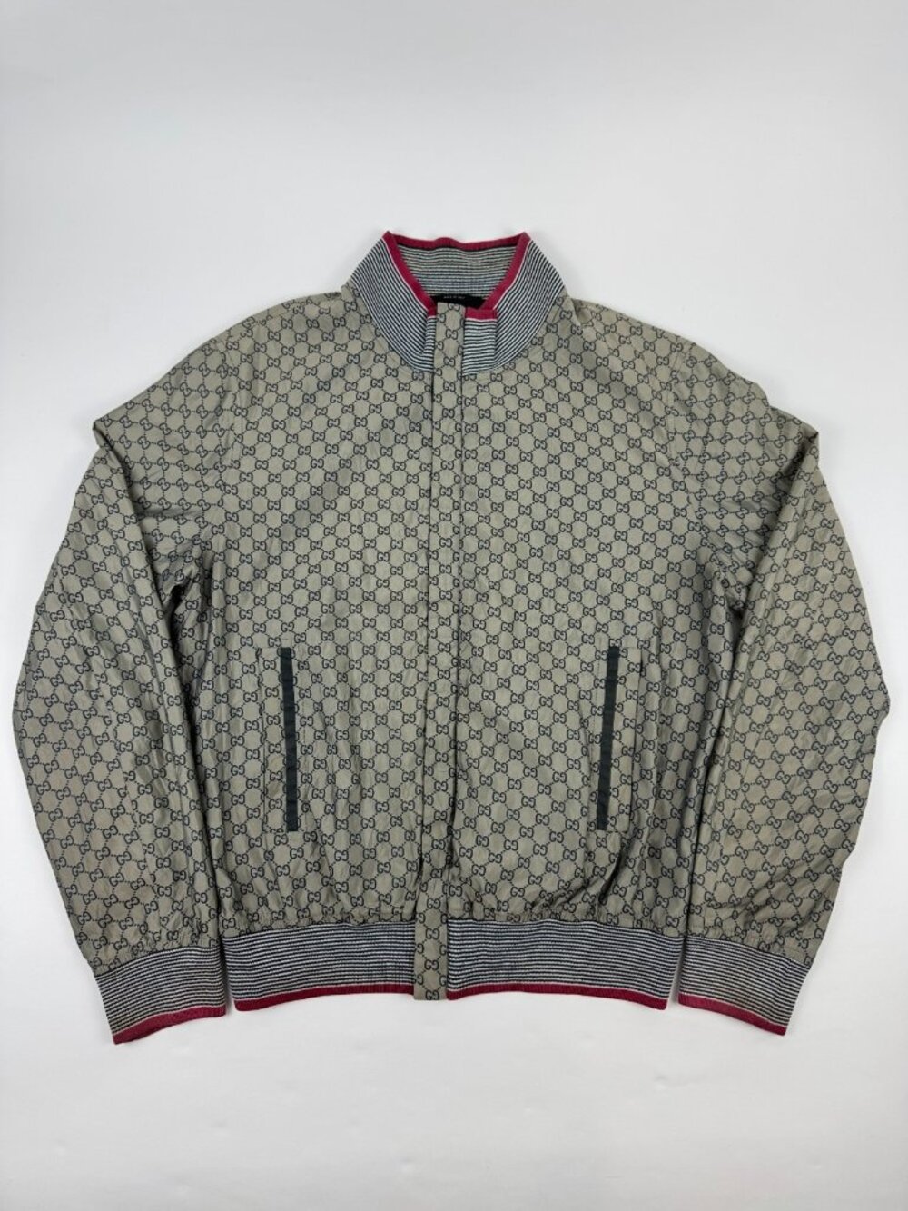 Gucci Vintage GG Supreme Monogram Guccissima Bomber Jacket Mens Size Medium M 48